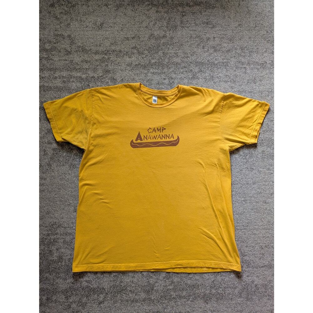 Camp Anawanna Graphic T-Shirt By American Apparel, Yellow - Made In USA Mens 2XL